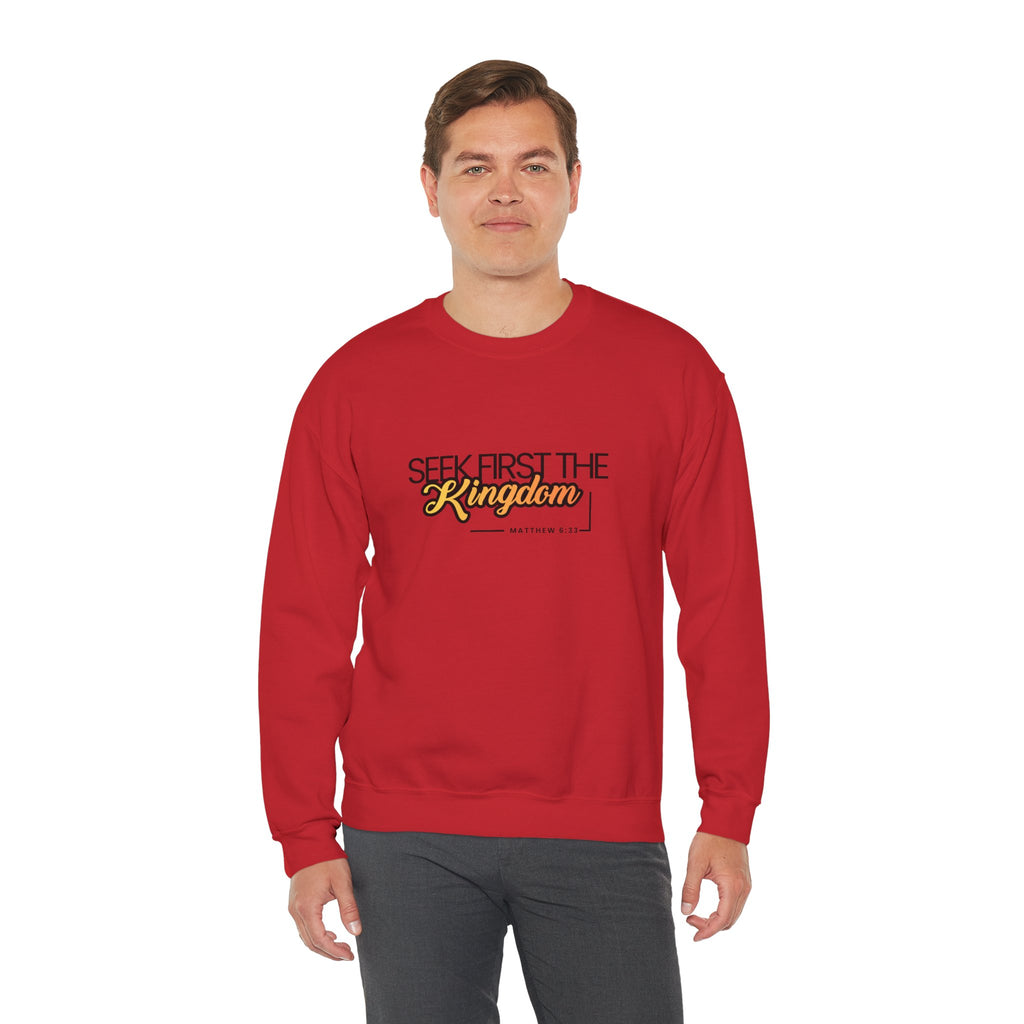 Seek First the Kingdom Crewneck Sweatshirt — Christian Faith Graphic Sweatshirt