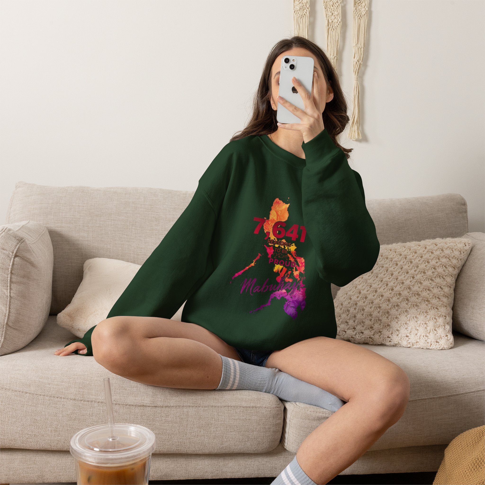 Philippines Map Sweatshirt - '7,641 Proud Pinoy' Colorful Vintage Crewneck