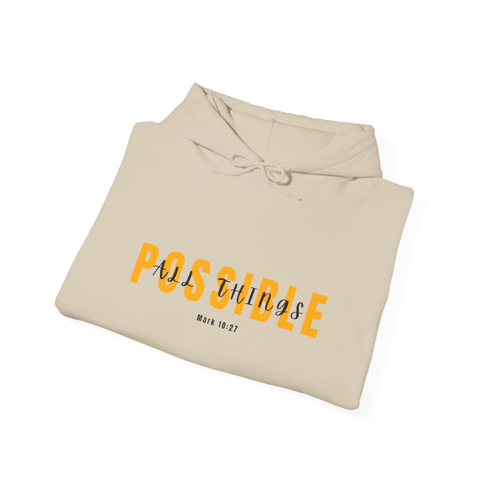All Things Possible Hoodie — Minimal Inspirational "POSSIBLE" Graphic Faith Hoodie