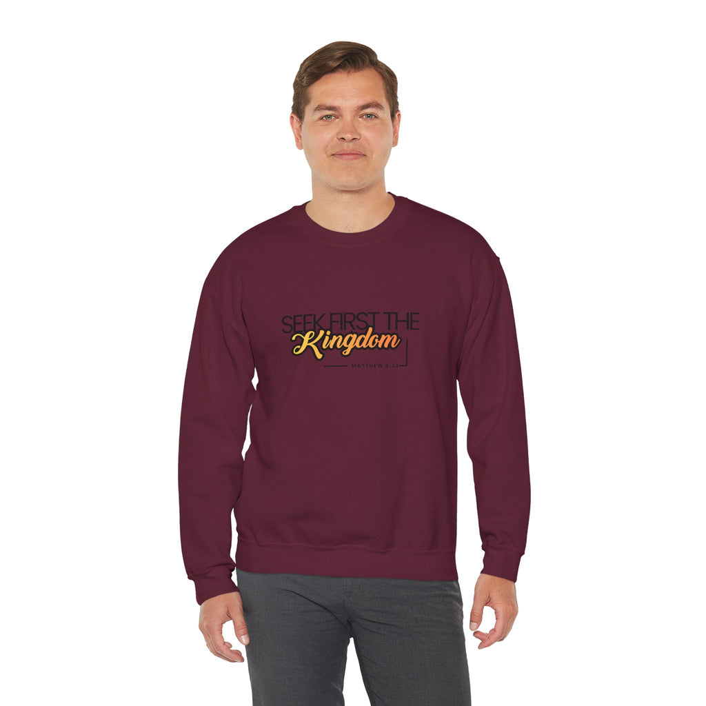 Seek First the Kingdom Crewneck Sweatshirt — Christian Faith Graphic Sweatshirt