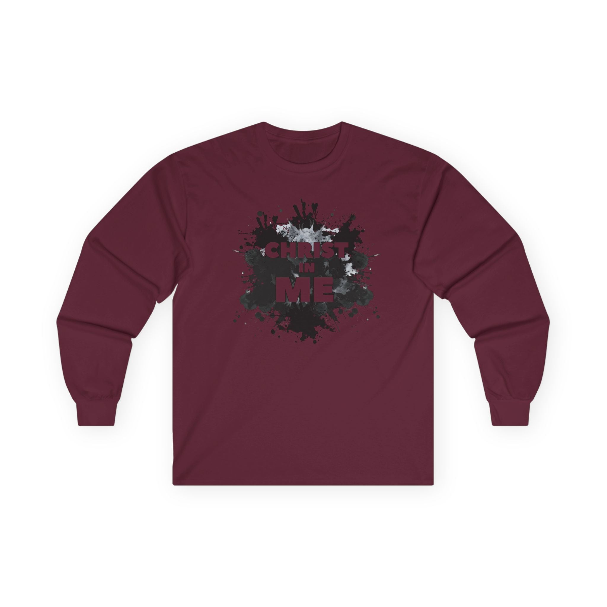 Long Sleeve Tee — "Christ in Me" Faith Graphic Christian Shirt
