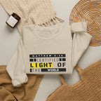 Christian Crewneck Sweatshirt "Certified Light of the World" Pullover, Matthew 5:14 Scripture Apparel, Trendy Faith Graphic Sweatshirt