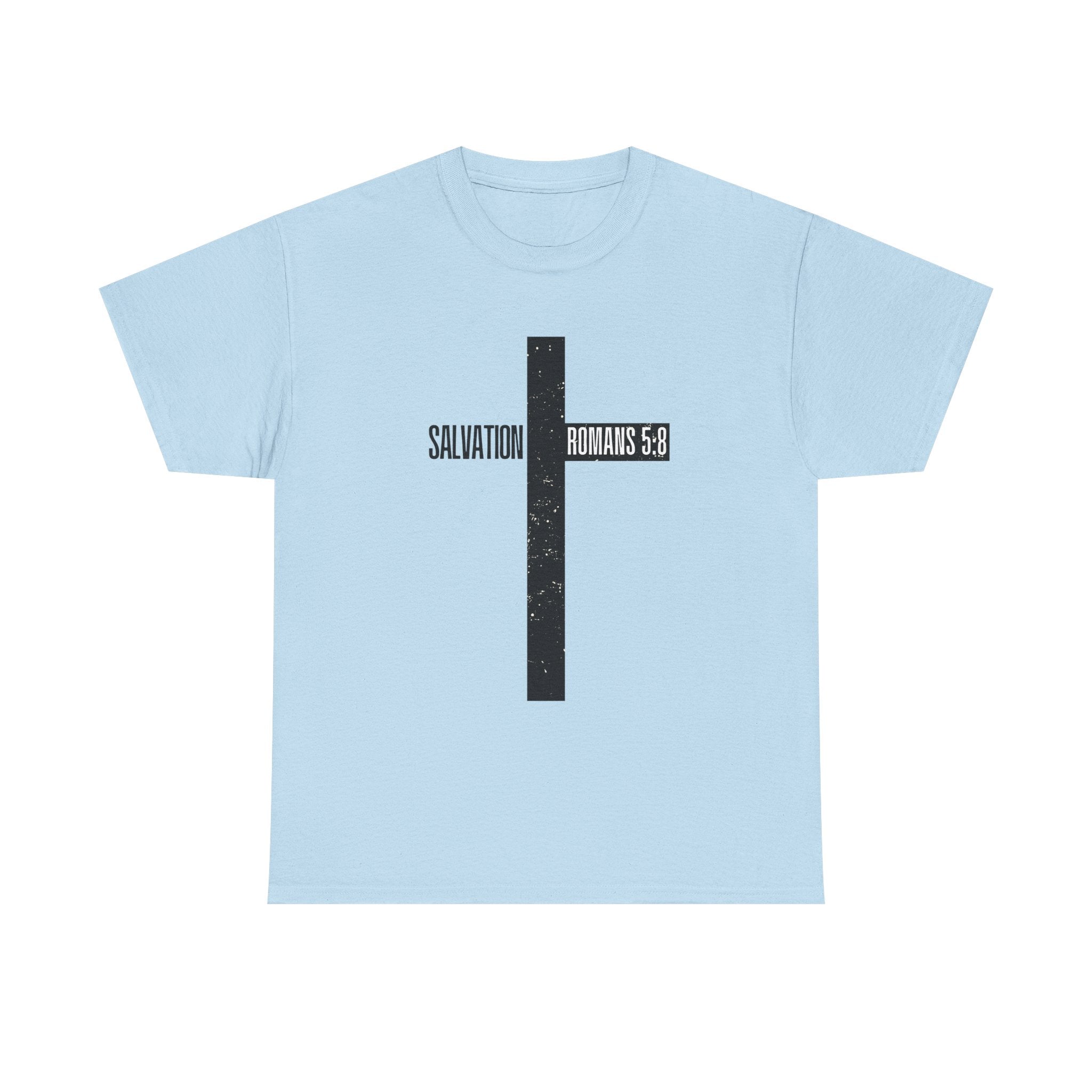 Christian Cross T-Shirt — "Salvation Romans 5:8" Faith Tee