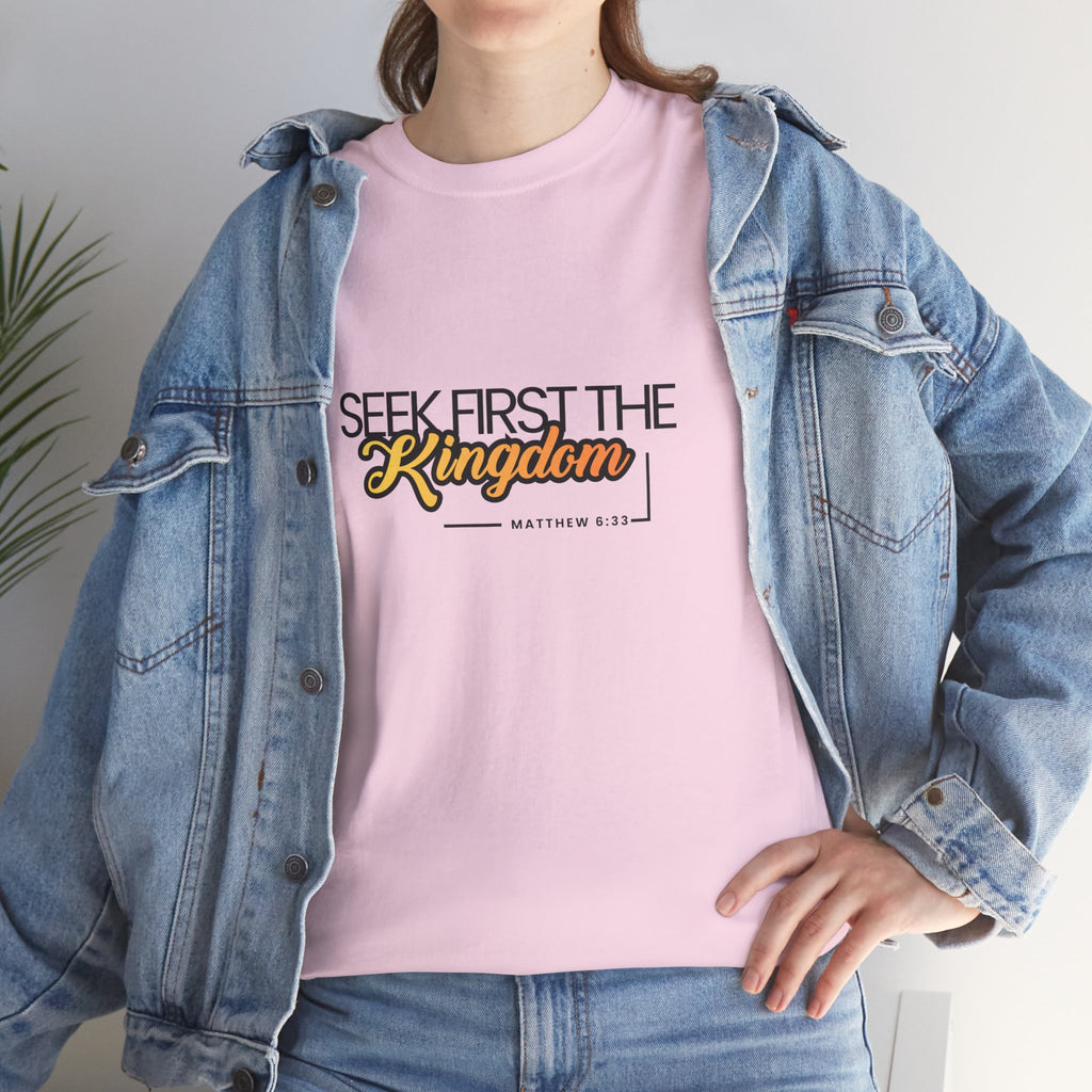 Seek First the Kingdom Tee — Christian Faith Graphic T-Shirt (Matthew 6:33)