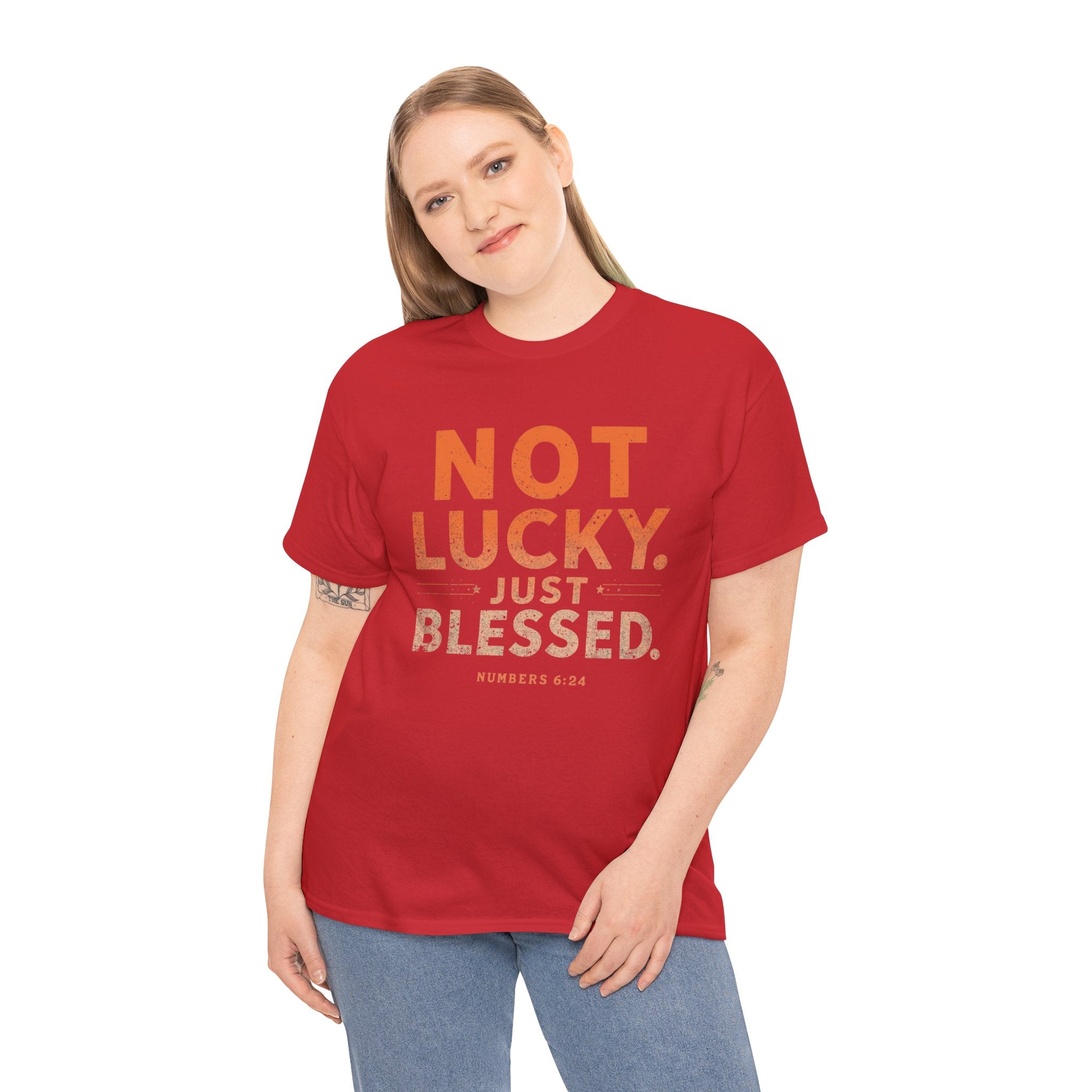 Not Lucky Just Blessed Tee — Christian Faith Graphic T-Shirt (Numbers 6:24)