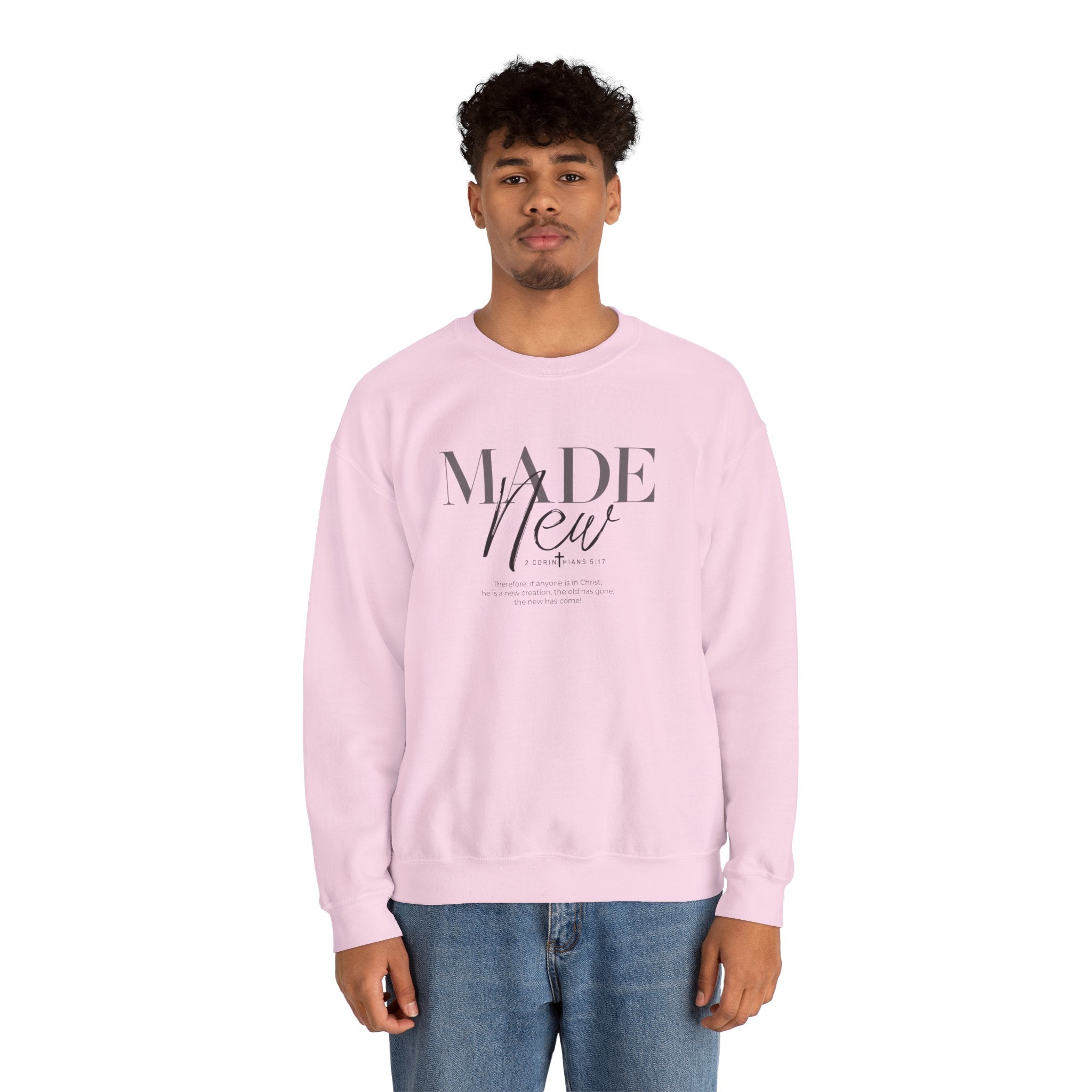 Minimalist Crewneck Sweatshirt "Made New" Pullover, Inspirational Christian Clothing, Aesthetic Daily Reminder Sweatshirt
