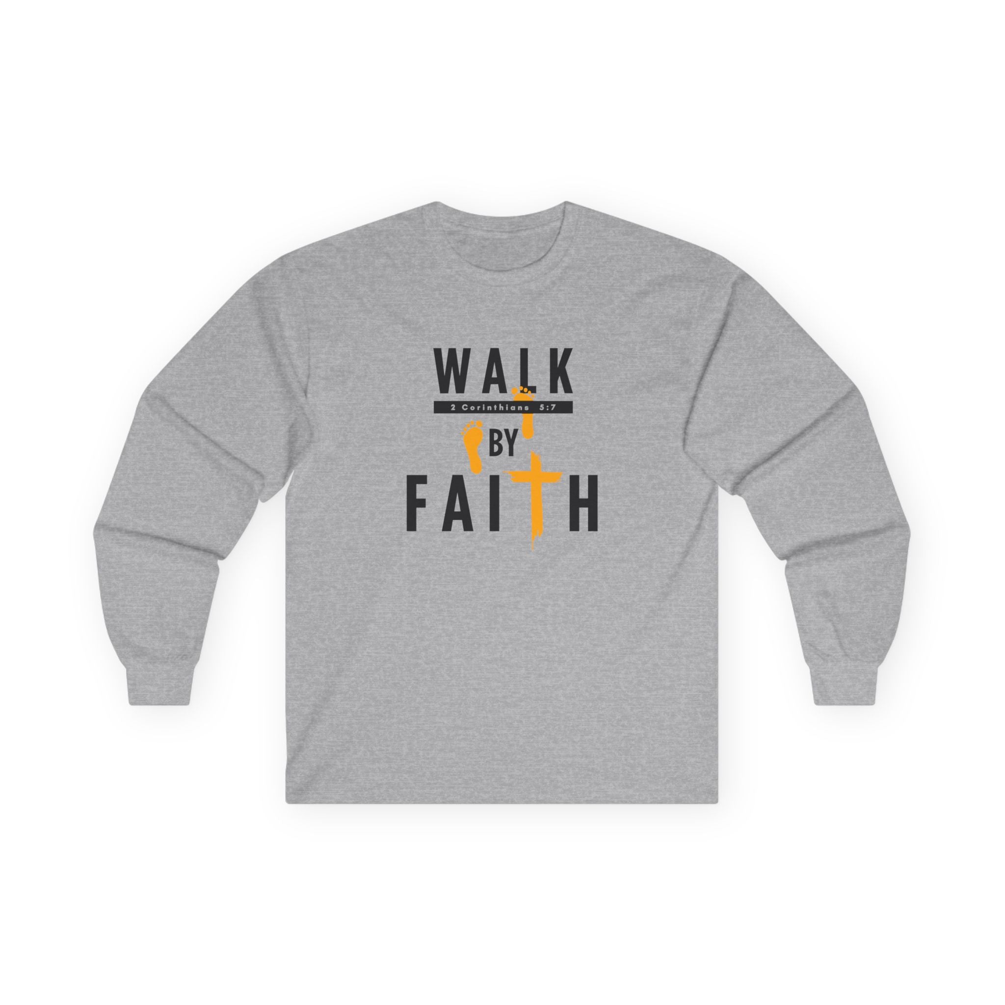 Long Sleeve Tee — "Walk by Faith" Christian Inspirational Shirt