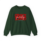 Crewneck Sweatshirt — "Grace Powered By God" Christian Faith Pullover (Ephesians 2:8)