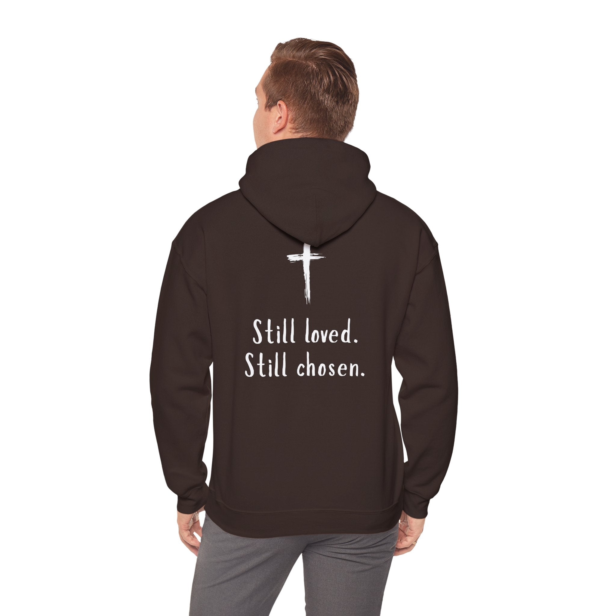 Not Perfect — Forgiven Hoodie | Christian Inspirational Sweatshirt (Romans 5:8, Still Loved/Still Chosen)