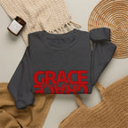 Christian Crewneck Sweatshirt "Grace" Reversed Pullover, Modern Minimalist Faith Apparel, Unique Graphic Scripture Sweater