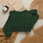 Christian Crewneck Sweatshirt "Walk By Faith" Pullover, 2 Corinthians 5:7 Apparel, Minimalist Faith Graphic Sweatshirt