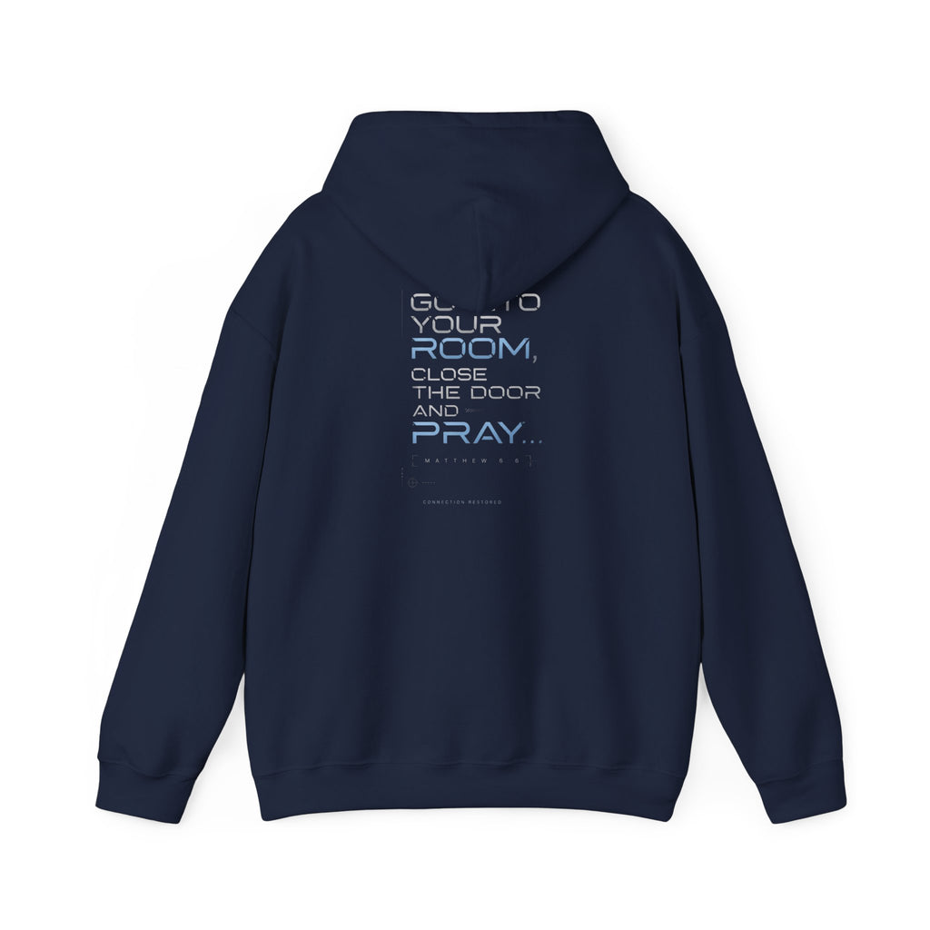 Christian Hoodie "Offline" Wi-Fi Symbol Pullover, Go Into Your Room Quote Back Print, Faith Streetwear Sweatshirt