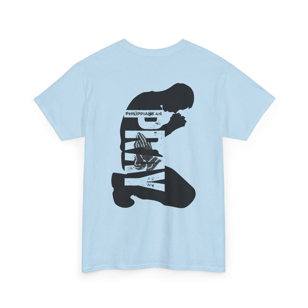 Pray More Tee — "Pray More, Panic Less" Christian Graphic T-Shirt