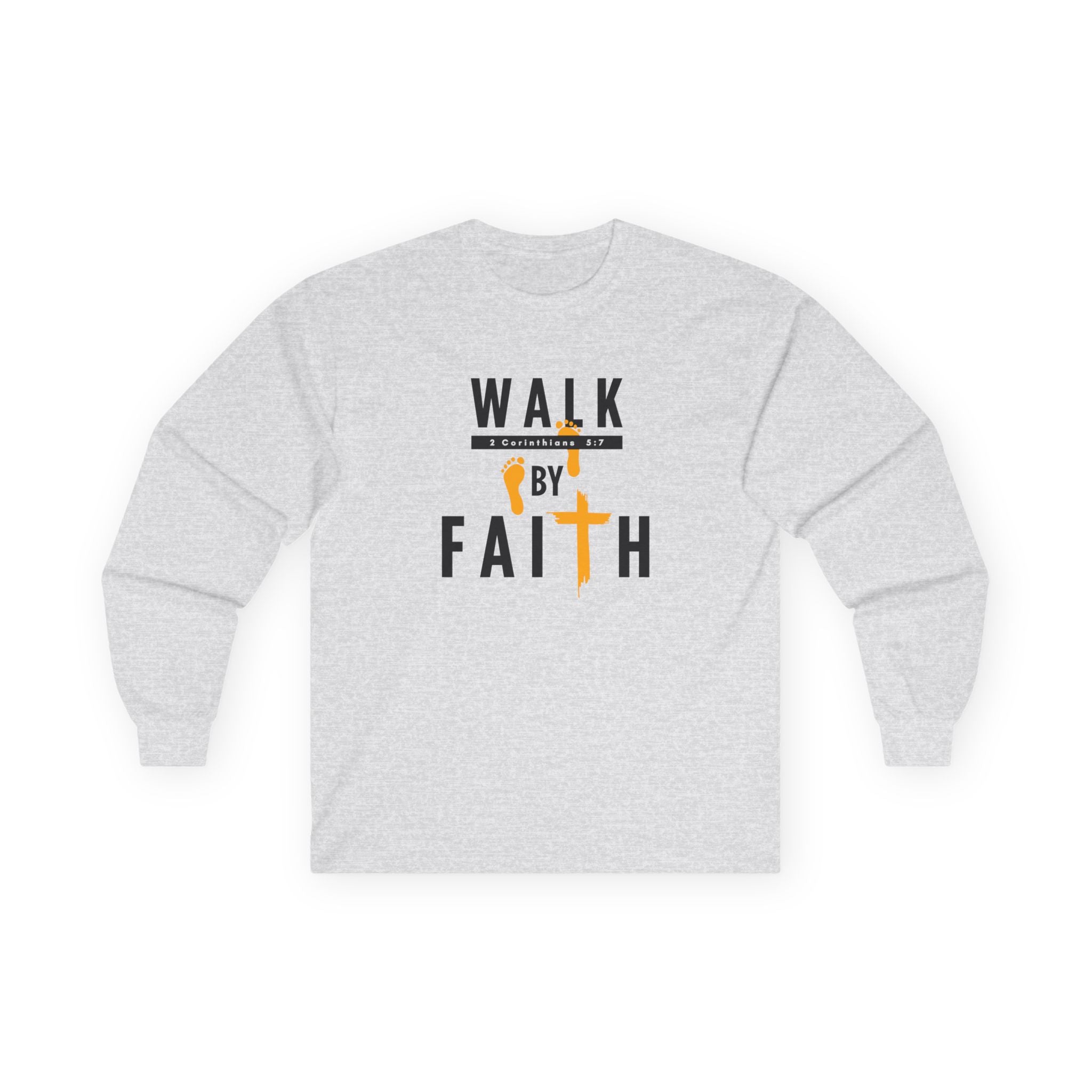 Long Sleeve Tee — "Walk by Faith" Christian Inspirational Shirt