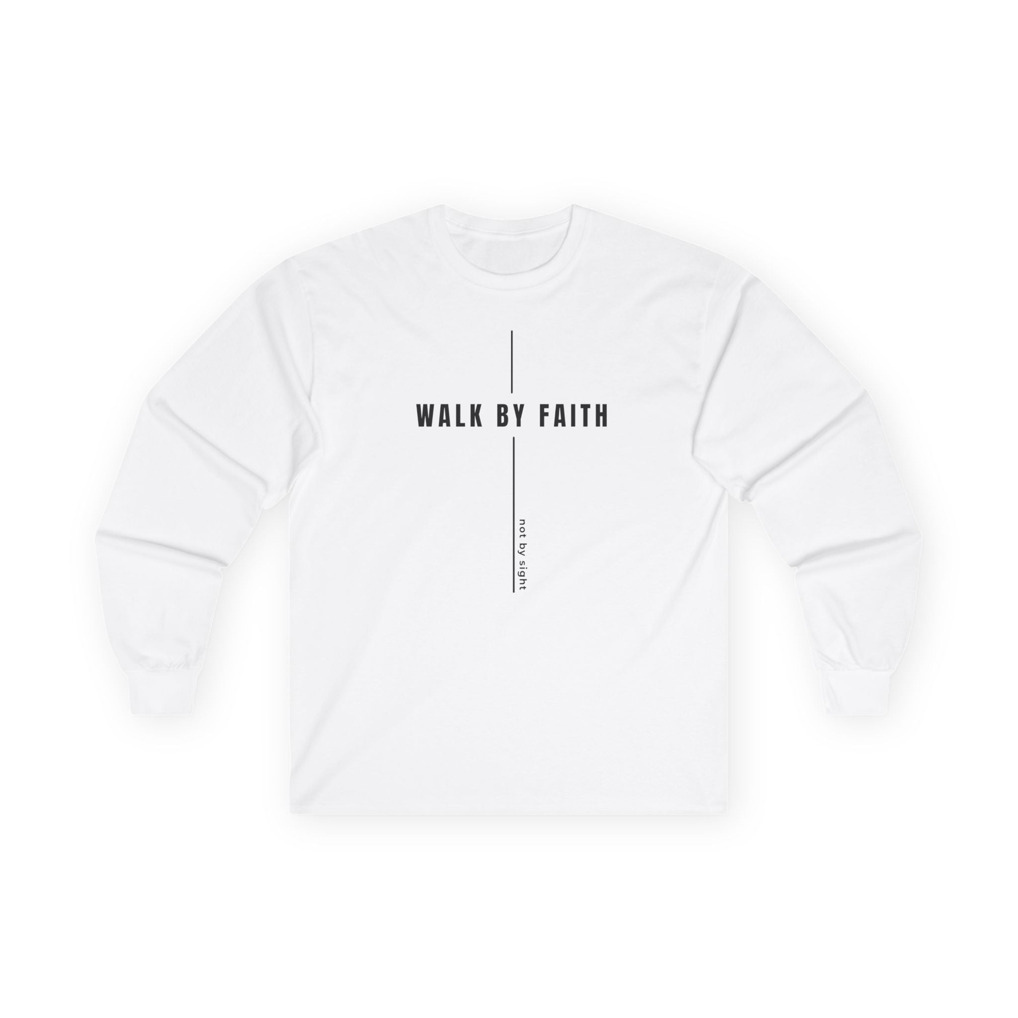 Walk By Faith Long Sleeve Tee — Minimal Christian Inspirational Shirt