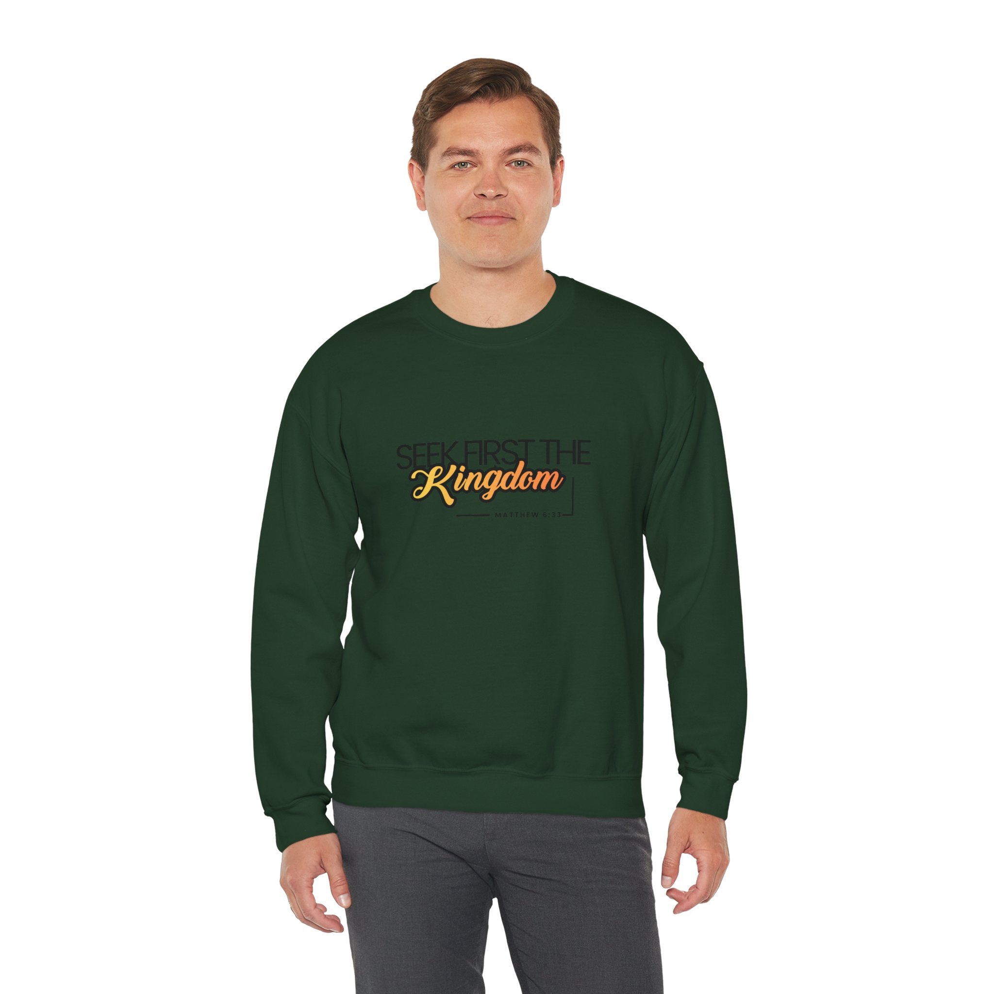 Seek First the Kingdom Crewneck Sweatshirt — Christian Faith Graphic Sweatshirt
