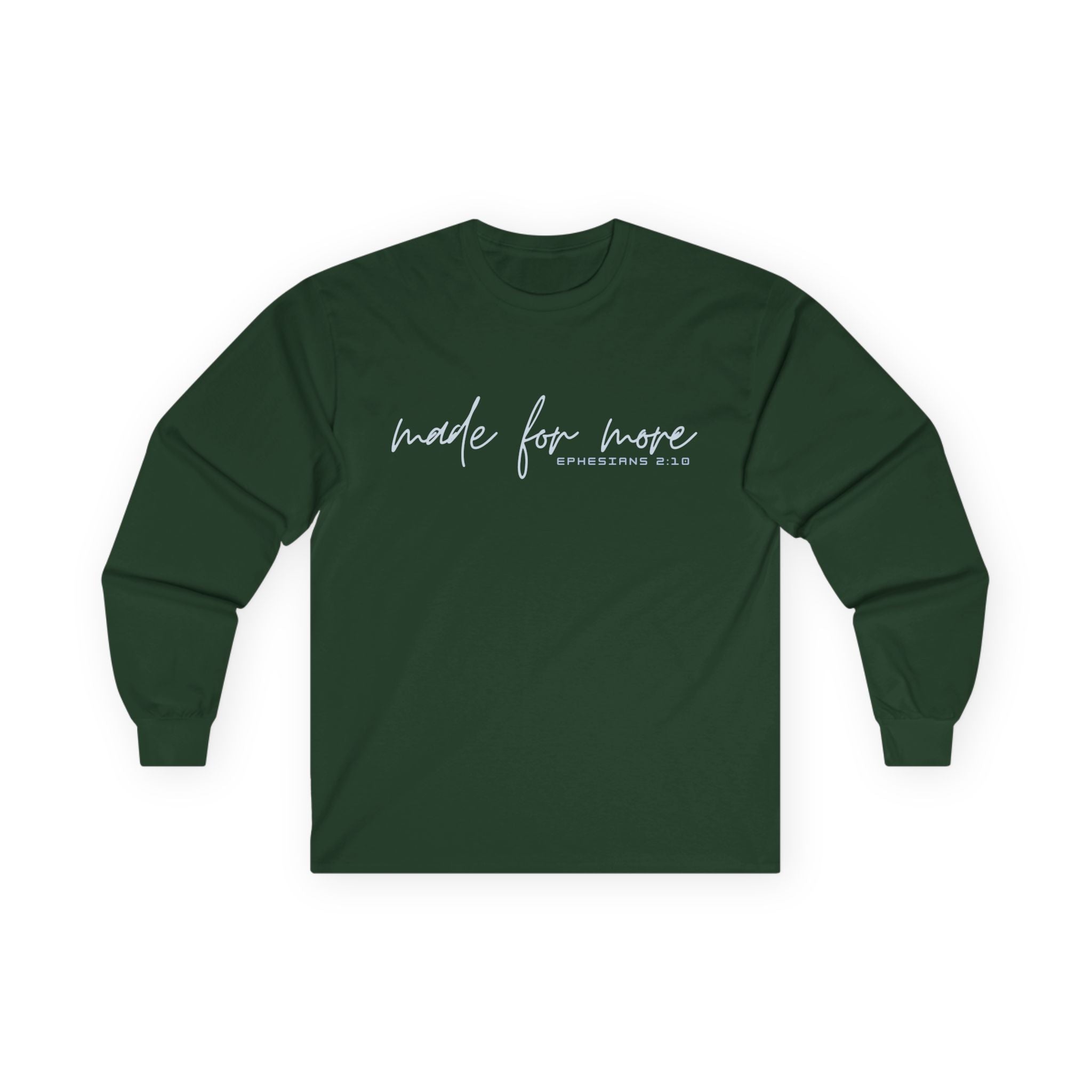 Long Sleeve Christian Tee — 'Made For More' Minimalist Script Shirt