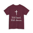 Christian Tee — "Not Perfect, Forgiven" Romans 5:8 Graphic T-Shirt (Still Loved / Still Chosen)