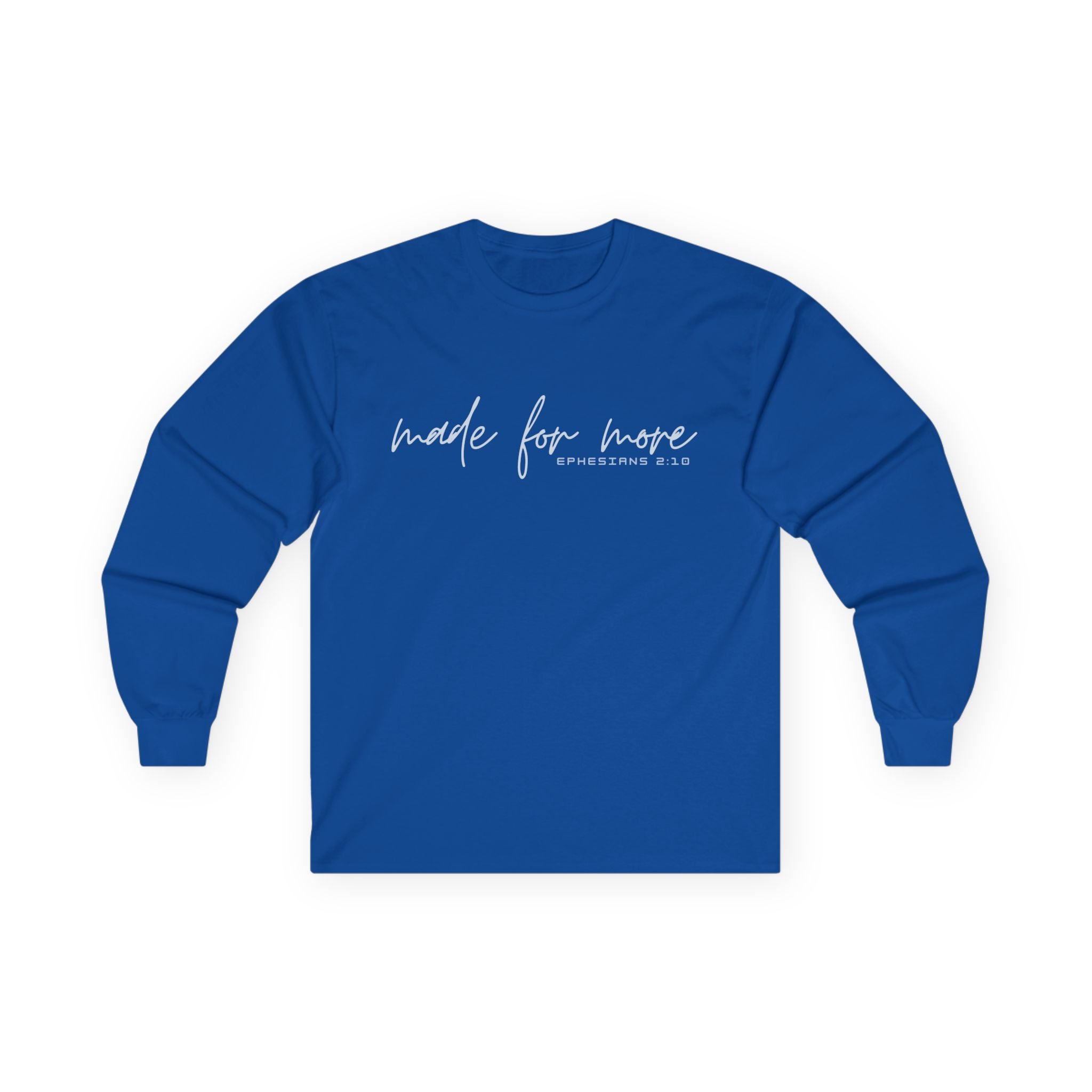Long Sleeve Christian Tee — 'Made For More' Minimalist Script Shirt