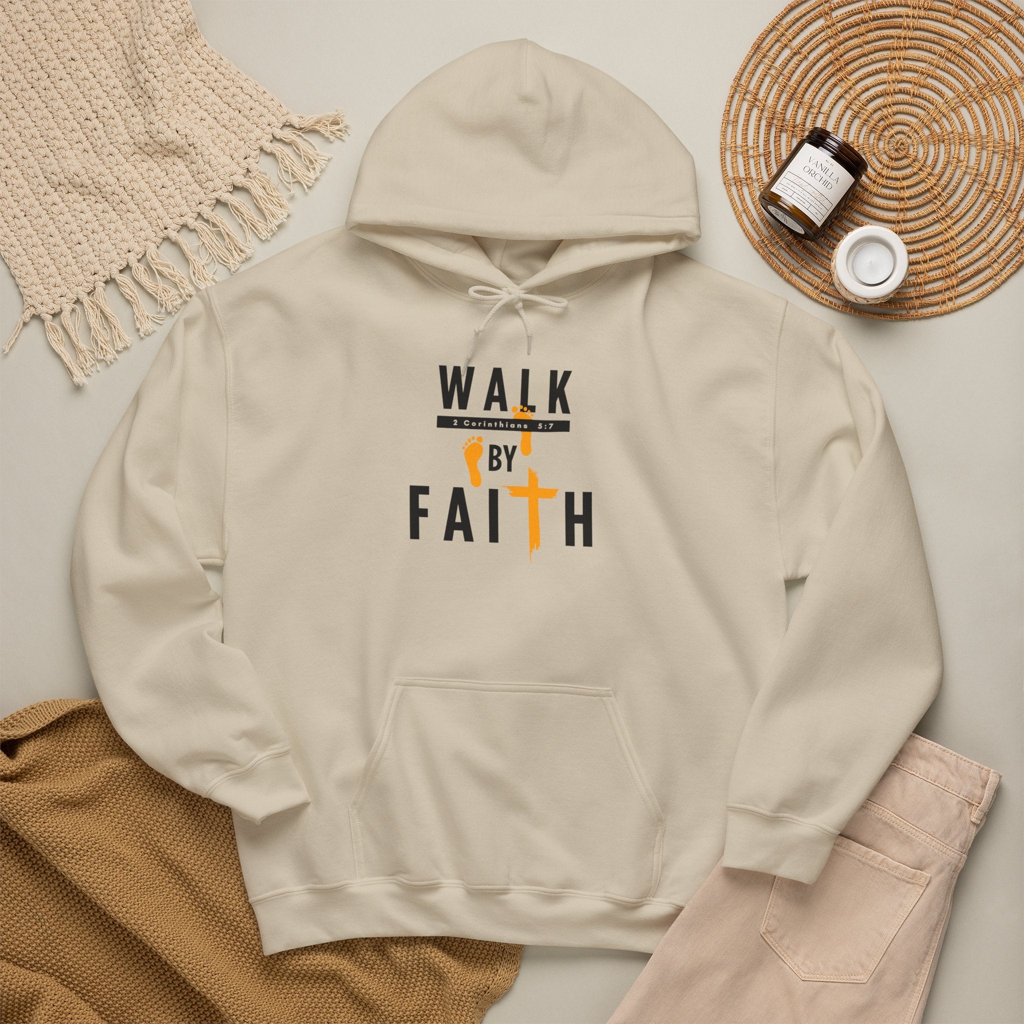Walk By Faith Hoodie — Christian Inspirational Cross Sweatshirt