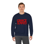 Christian Crewneck Sweatshirt "Grace" Reversed Pullover, Modern Minimalist Faith Apparel, Unique Graphic Scripture Sweater