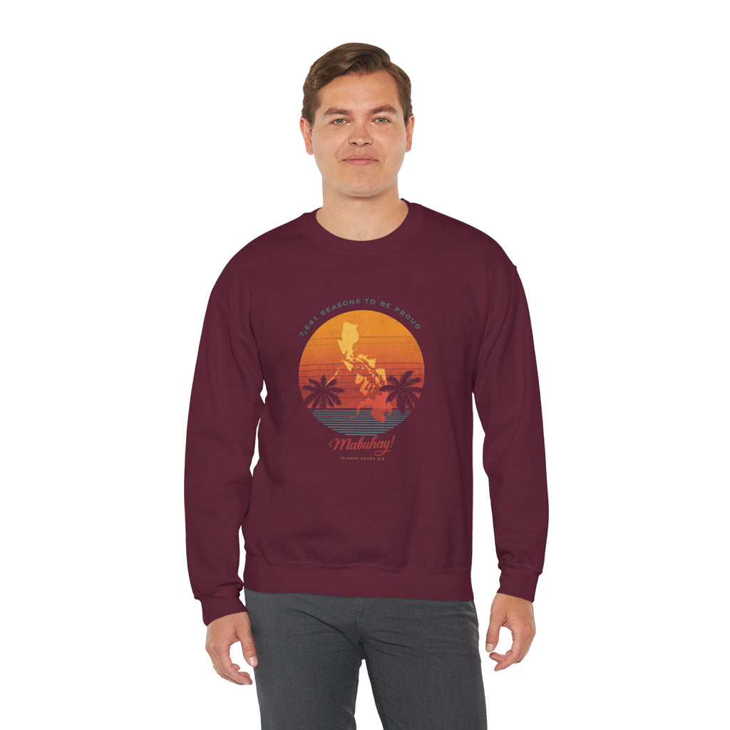 Filipino Crewneck Sweatshirt "Proud to Be Pinoy" Retro Sunset Pullover, Philippines Pride Apparel, Heritage Graphic Sweatshirt