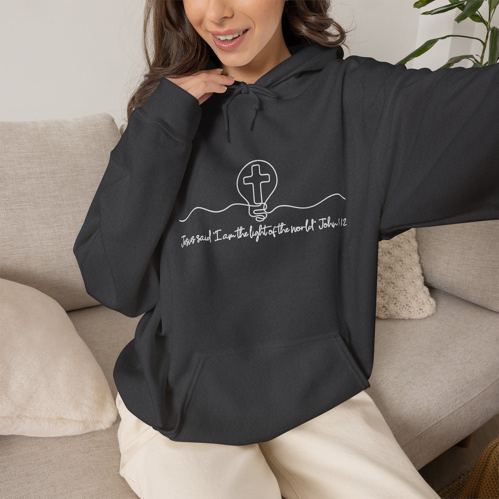 Christian Hoodie with Light of the World and Cross Design – Faith Comfort Sweatshirt