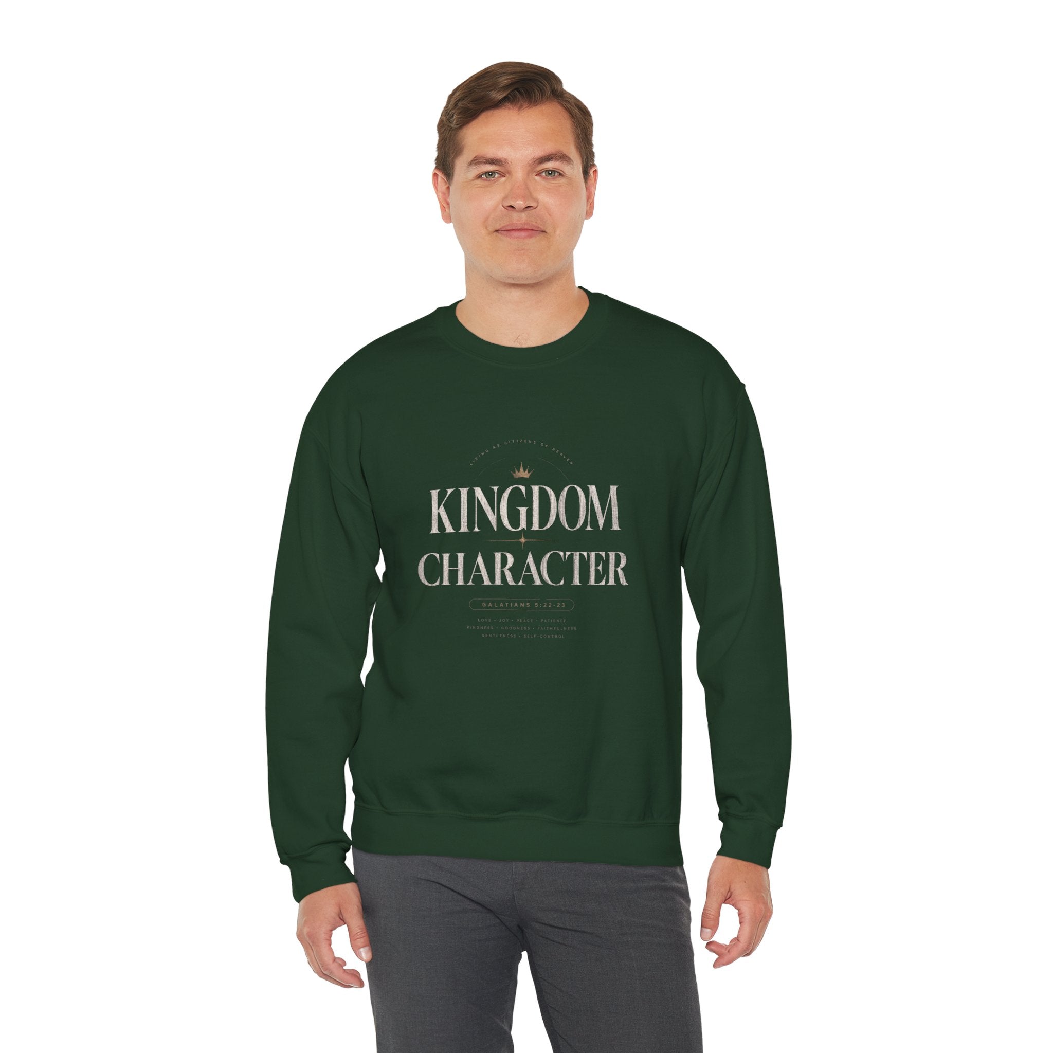 Christian Crewneck Sweatshirt "Kingdom Character" Pullover, Faith-Based Inspirational Apparel, Religious Graphic Sweatshirt