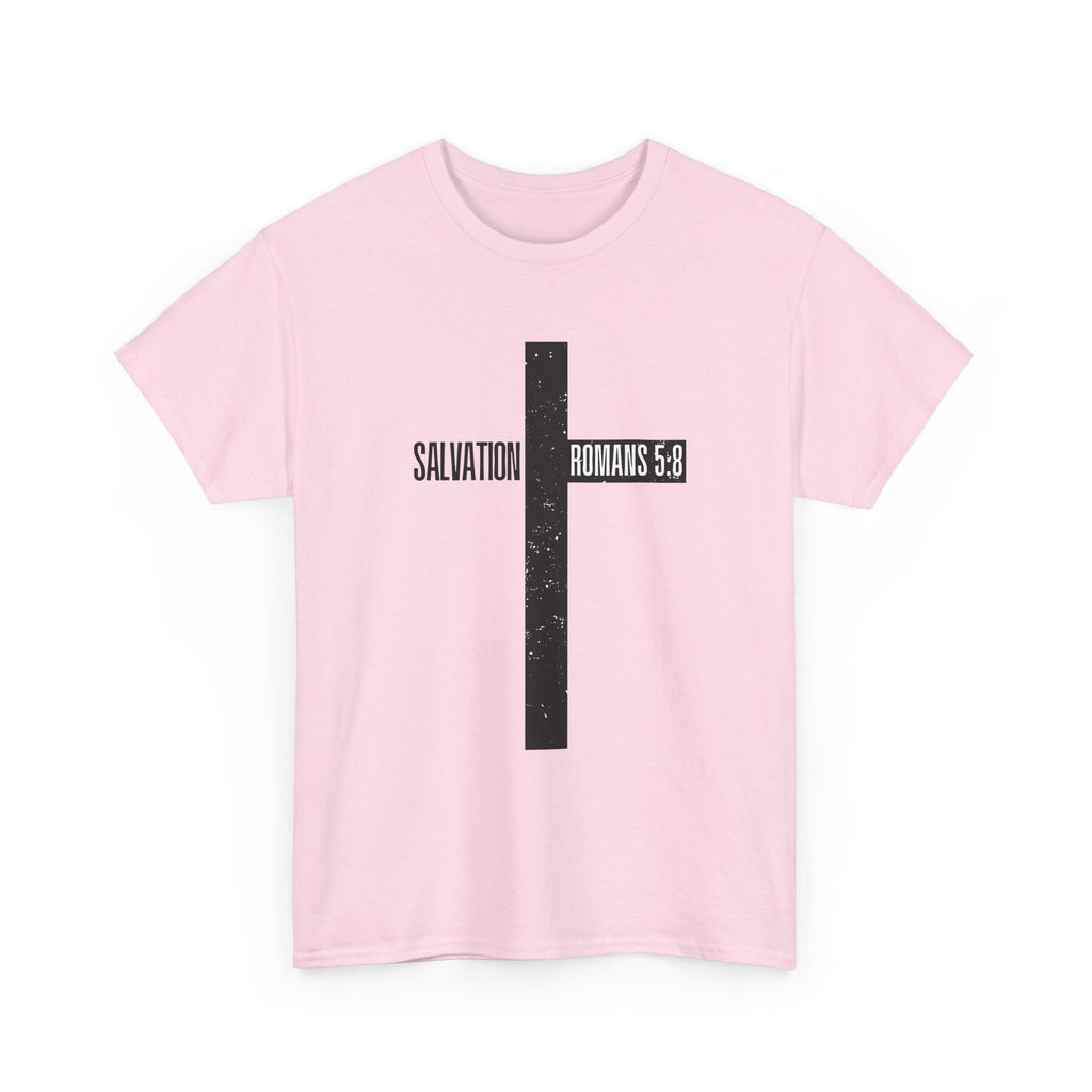 Christian Cross T-Shirt — "Salvation Romans 5:8" Faith Tee
