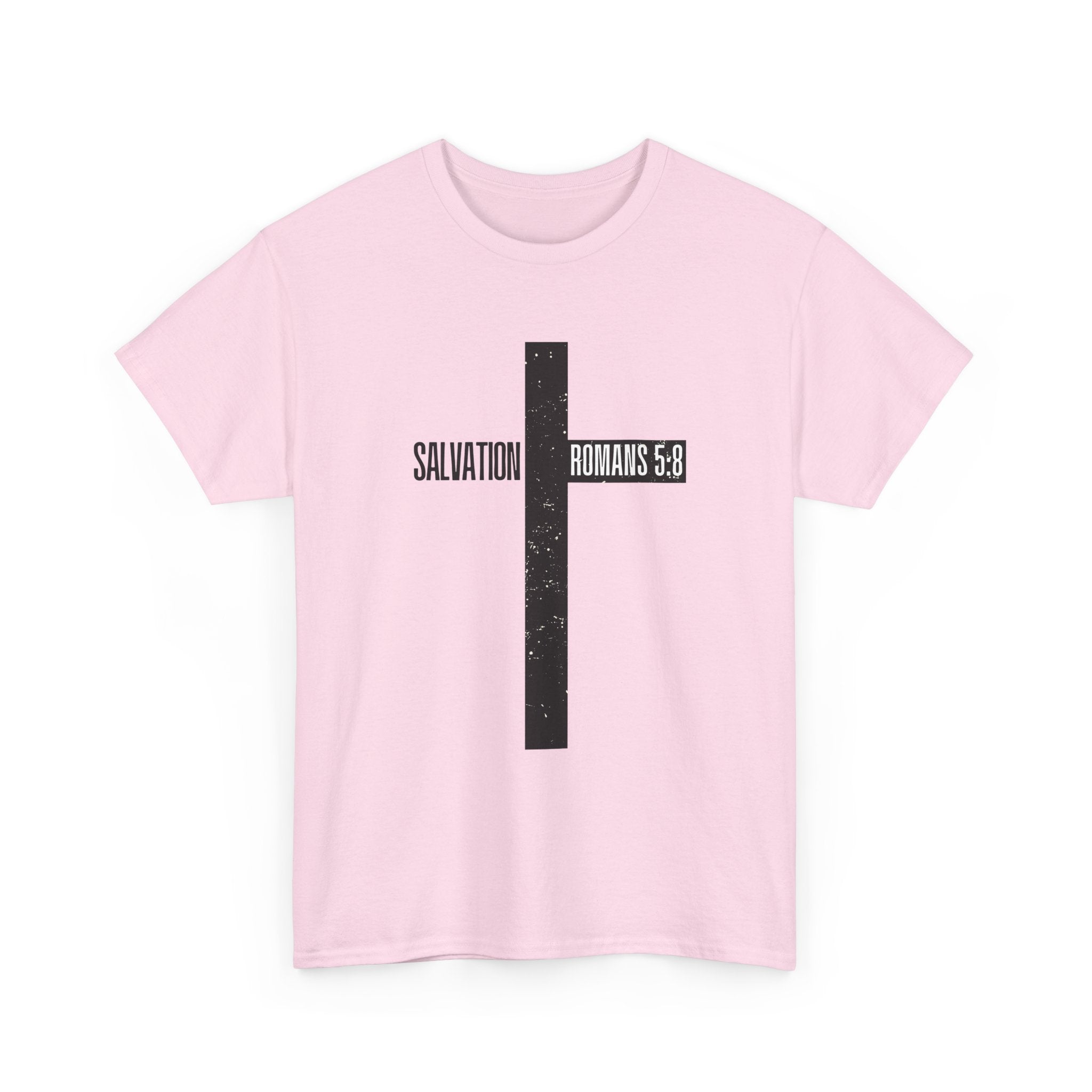 Christian Cross T-Shirt — "Salvation Romans 5:8" Faith Tee
