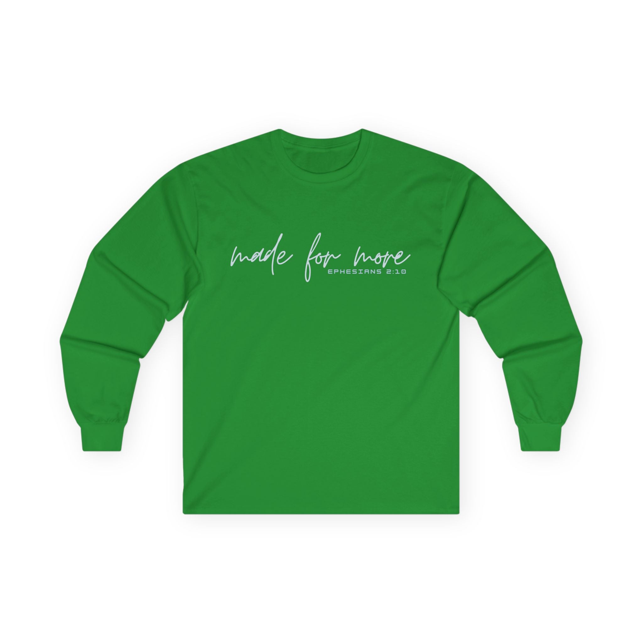 Long Sleeve Christian Tee — 'Made For More' Minimalist Script Shirt