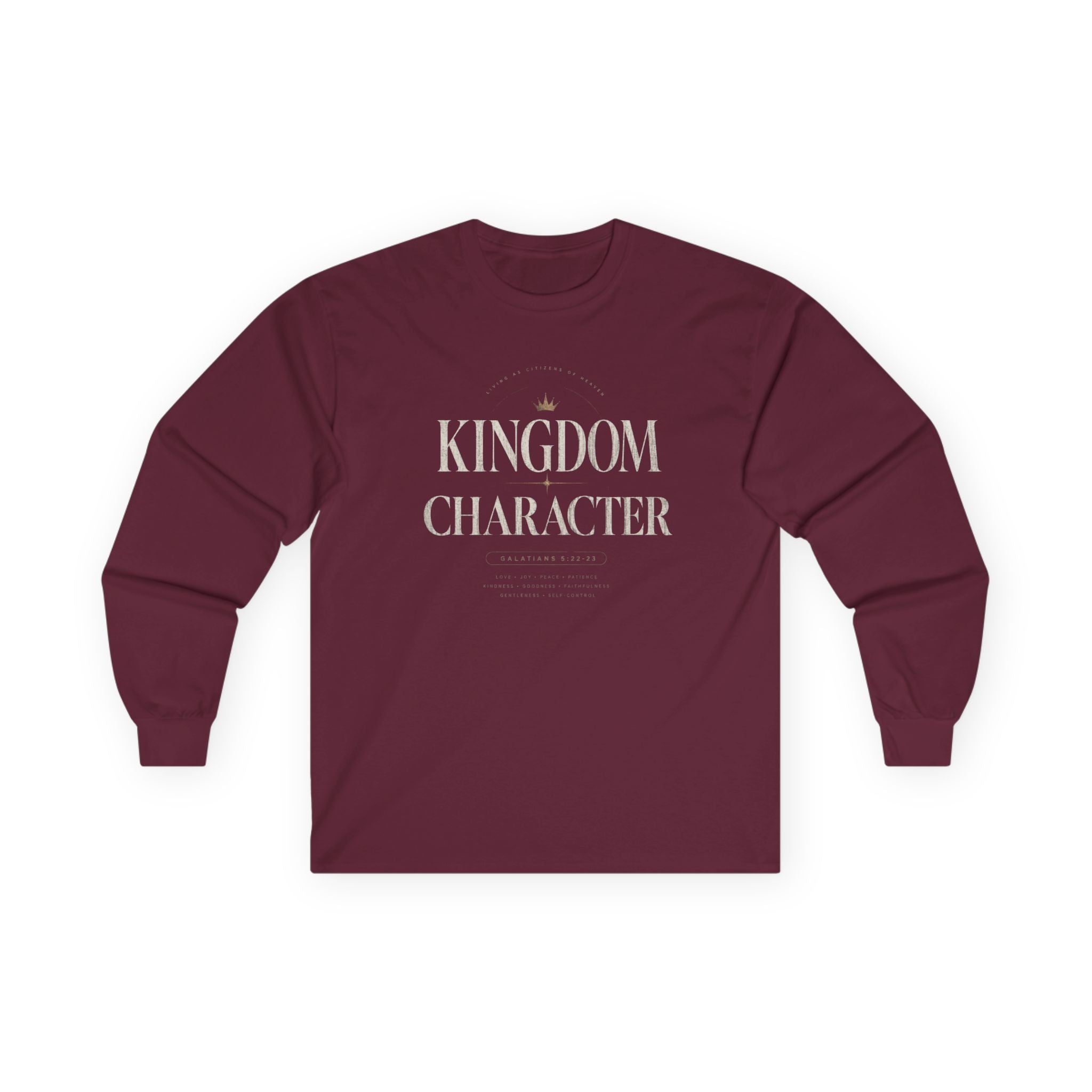 Kingdom Character Long Sleeve Tee — Inspirational Faith Graphic Shirt
