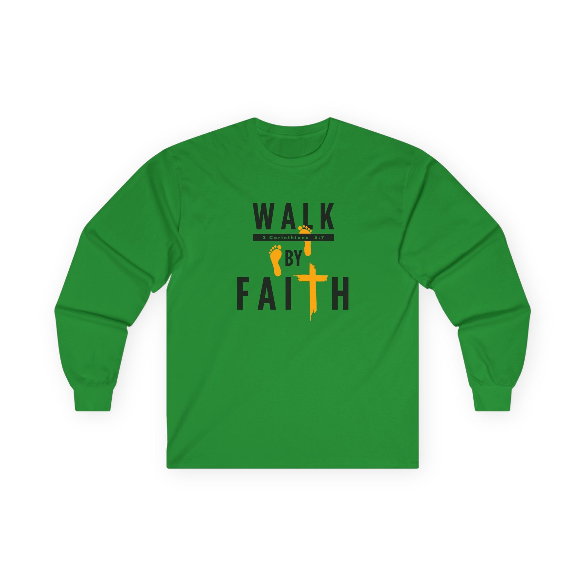 Long Sleeve Tee — "Walk by Faith" Christian Inspirational Shirt