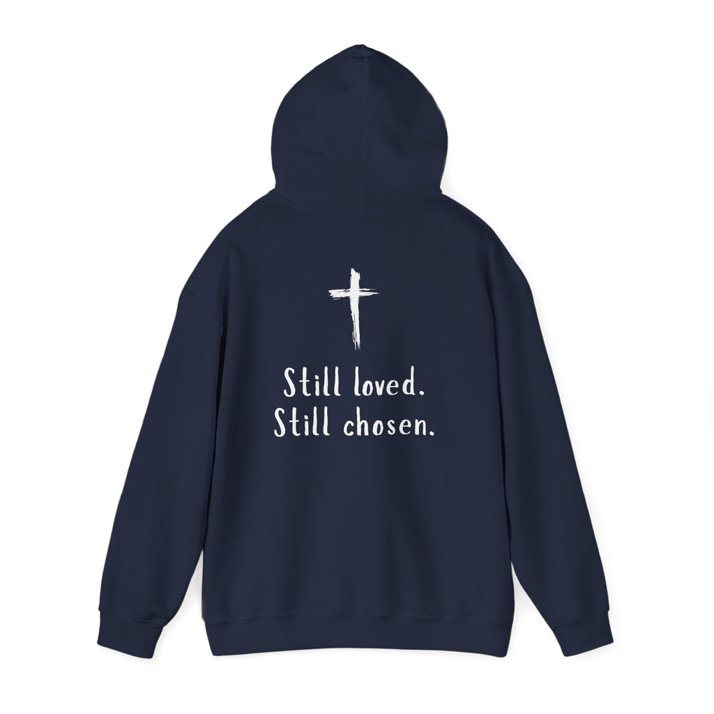 Not Perfect — Forgiven Hoodie | Christian Inspirational Sweatshirt (Romans 5:8, Still Loved/Still Chosen)