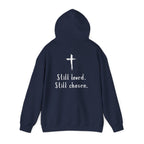 Not Perfect — Forgiven Hoodie | Christian Inspirational Sweatshirt (Romans 5:8, Still Loved/Still Chosen)