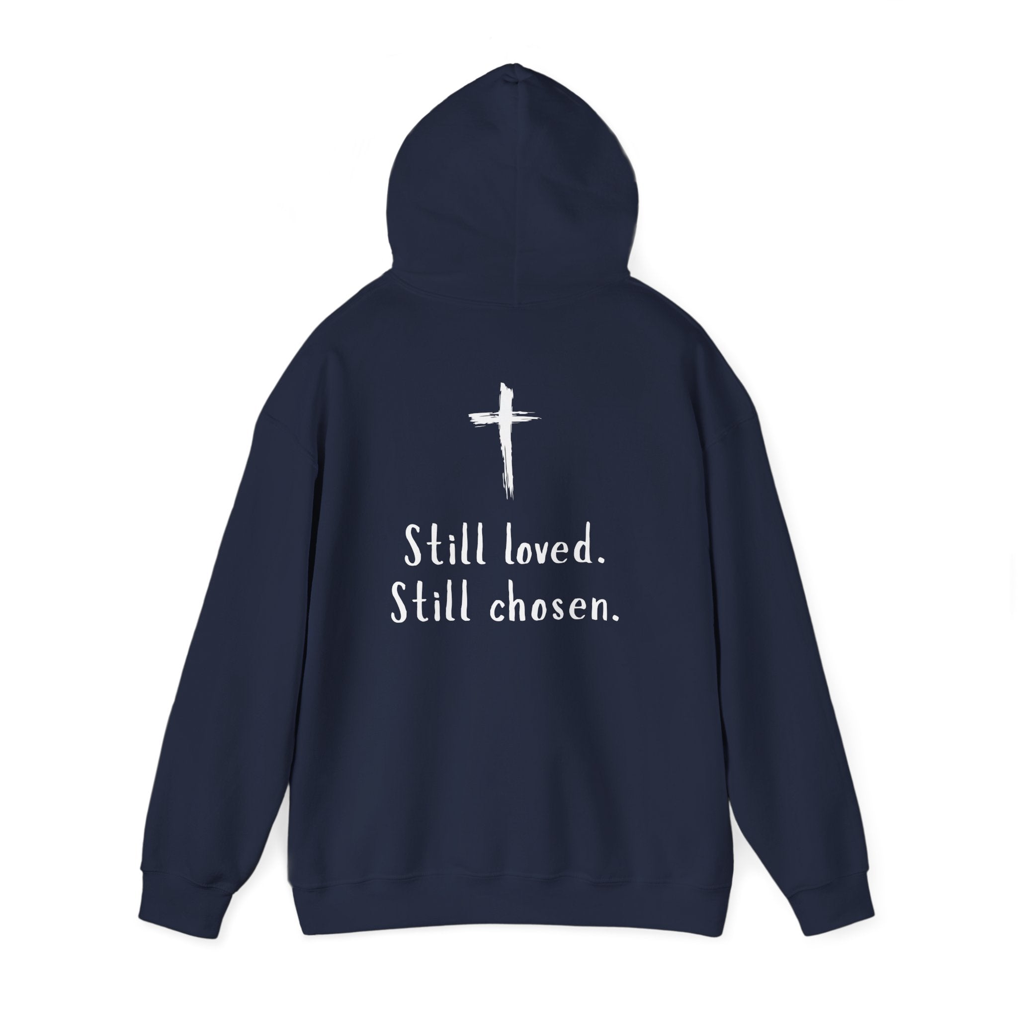 Not Perfect — Forgiven Hoodie | Christian Inspirational Sweatshirt (Romans 5:8, Still Loved/Still Chosen)