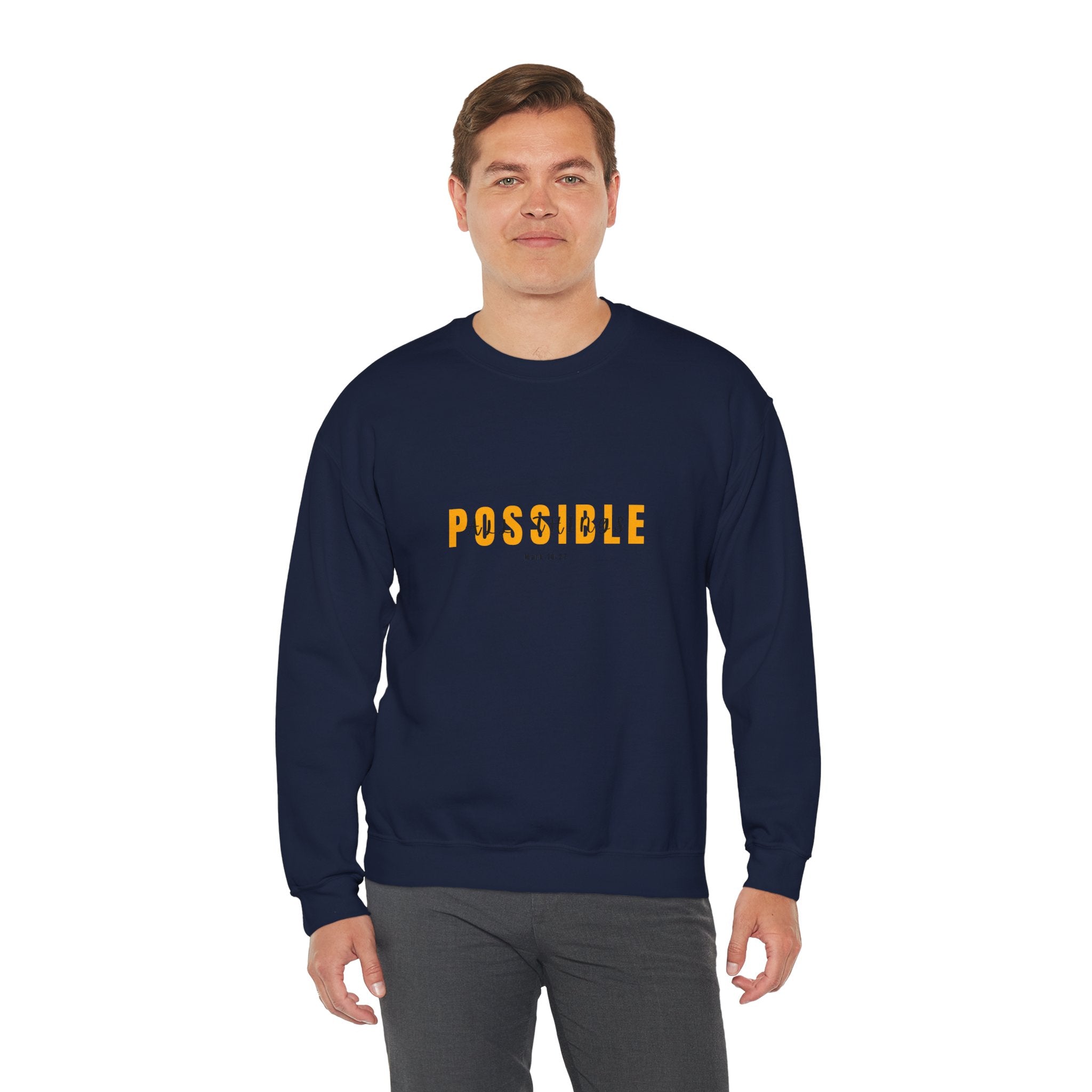 Christian Crewneck Sweatshirt "All Things Possible" Pullover, Inspirational Scripture Apparel, Faith Typography Graphic Sweatshirt