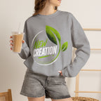 Christian Crewneck Sweatshirt "New Creation" Pullover, 2 Corinthians 5:17 Scripture Apparel, Green Leaf Graphic Sweatshirt