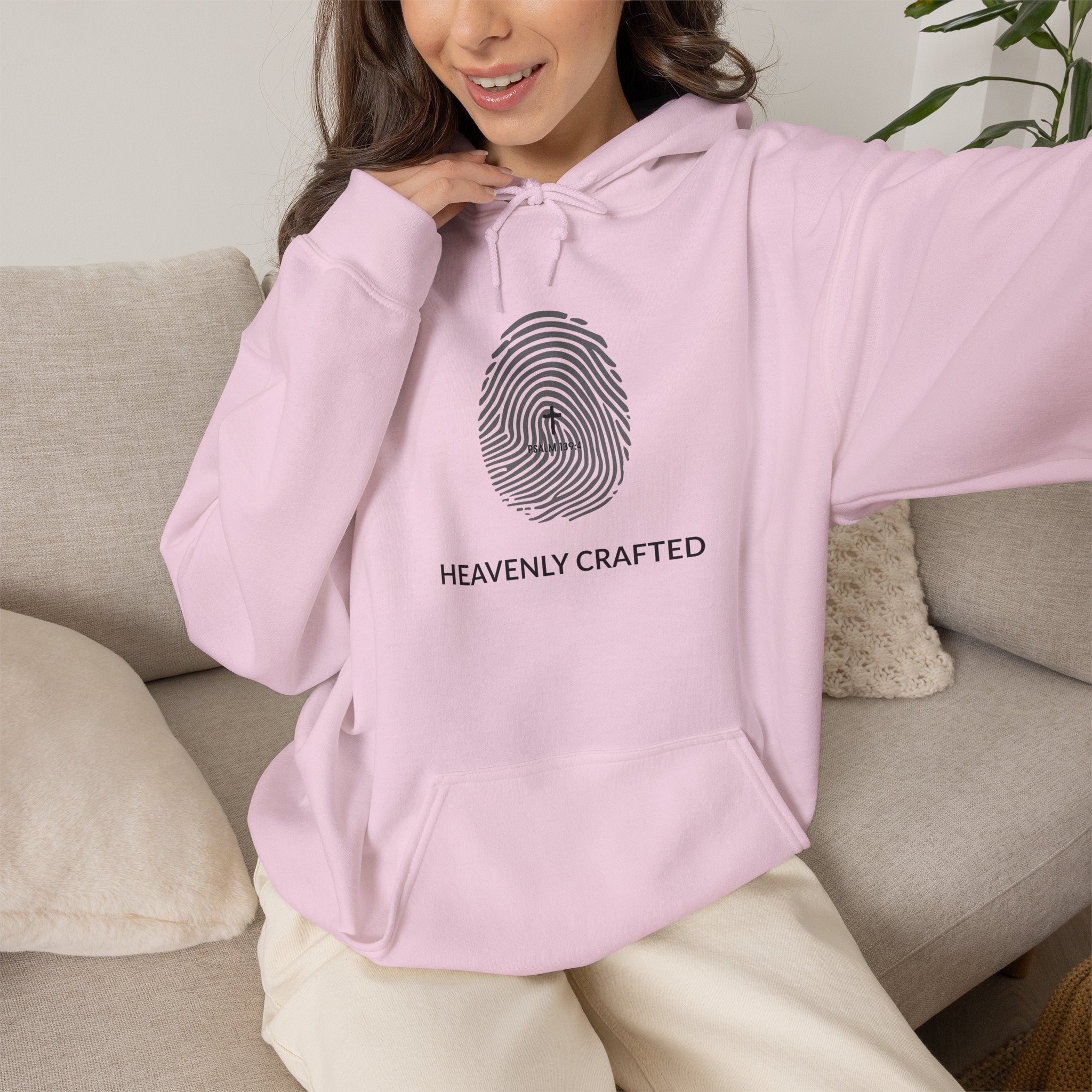 Heavenly Crafted Hoodie — Minimal Fingerprint Graphic Hooded Sweatshirt