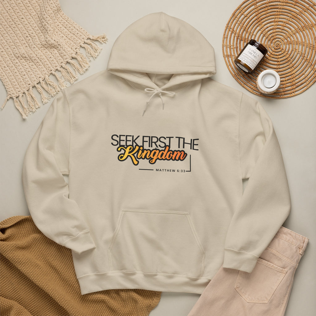 Seek First the Kingdom Hoodie – Christian Faith Scripture Sweatshirt (Matthew 6:33)