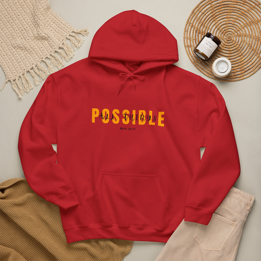All Things Possible Hoodie — Minimal Inspirational "POSSIBLE" Graphic Faith Hoodie