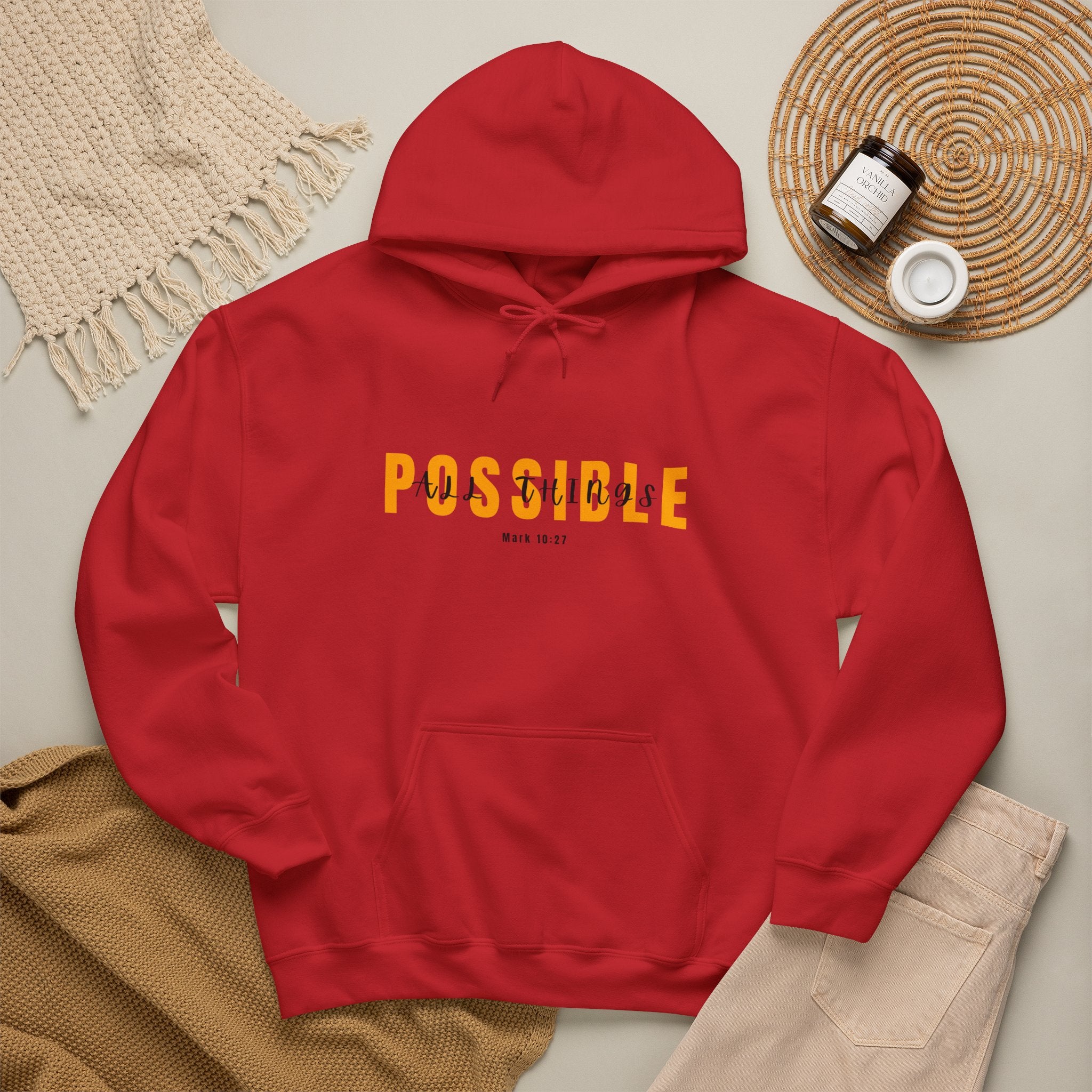 All Things Possible Hoodie — Minimal Inspirational "POSSIBLE" Graphic Faith Hoodie