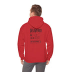 Christian Graphic Hoodie 'Delivered' Shipping Label Pullover, Faith-Based Streetwear Sweatshirt