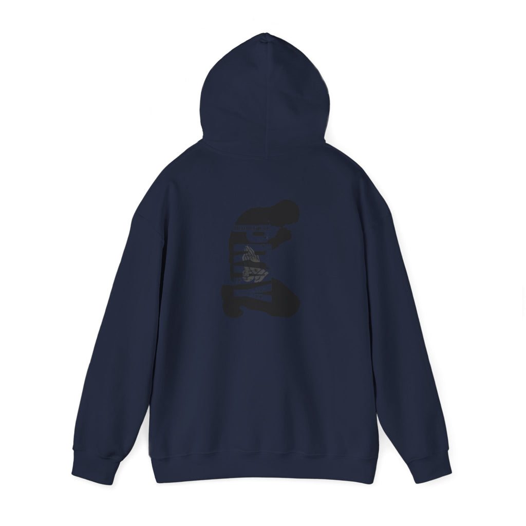 Minimal 'Pray More, Panic Less' Hoodie — Monochrome Graphic Back Print