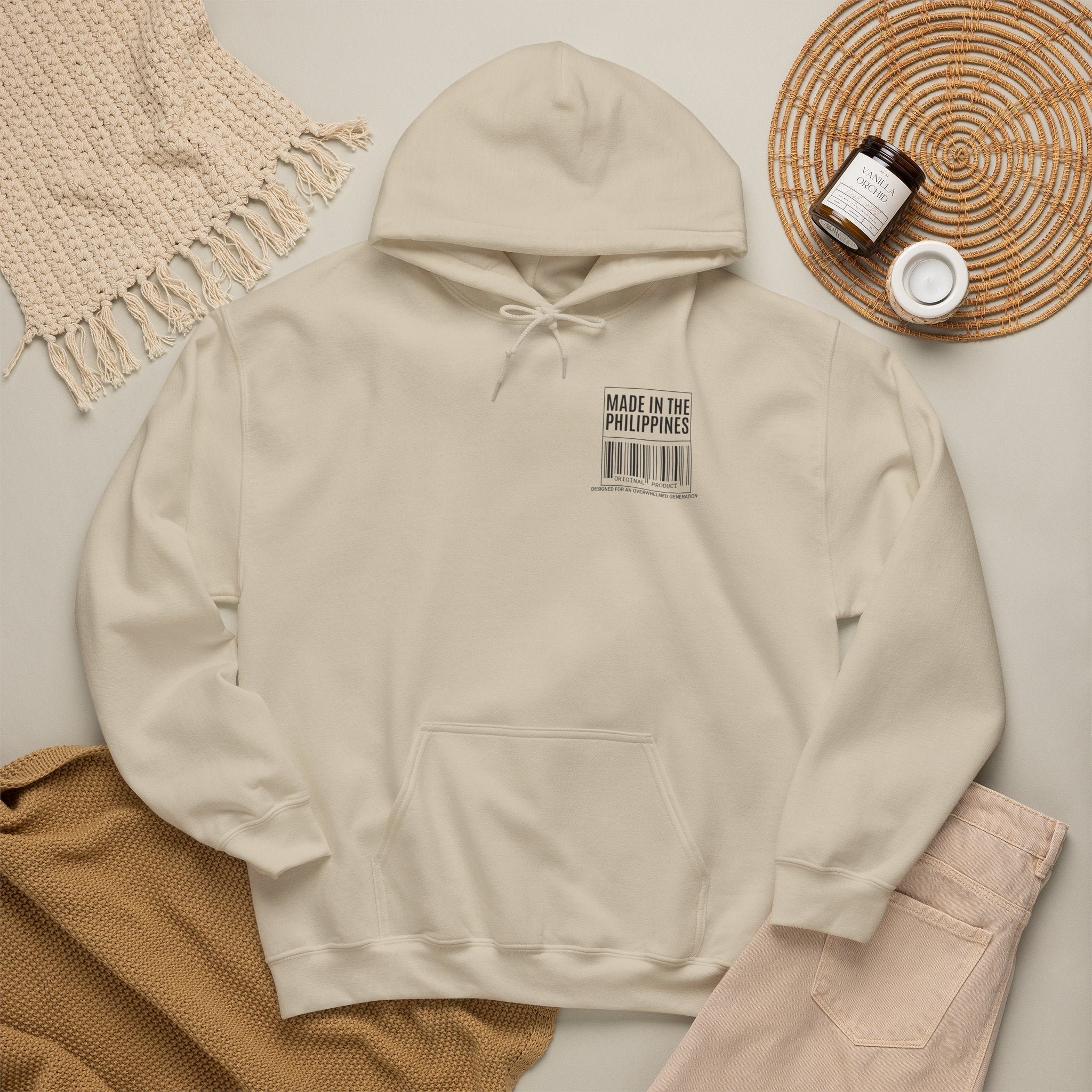 Made in the Philippines Hoodie — Barcode Graphic Back Print