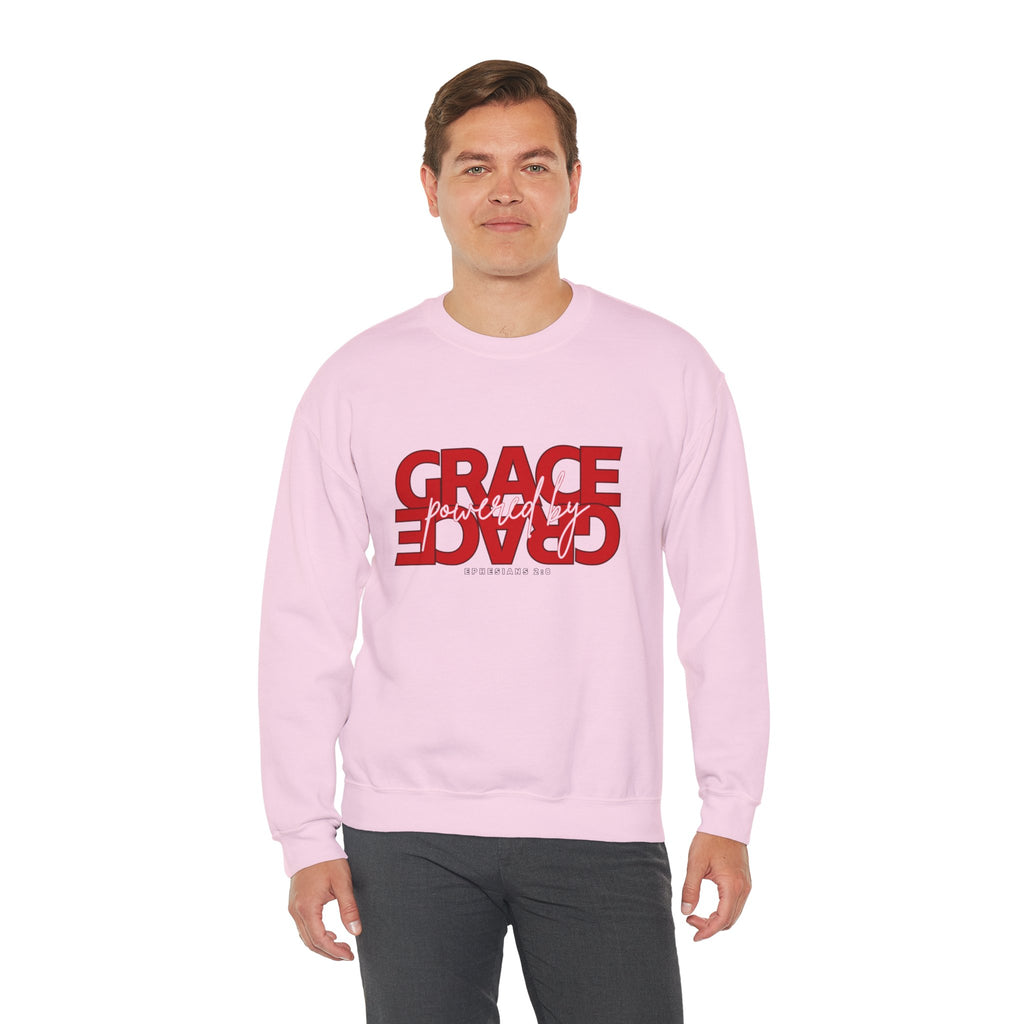 Christian Crewneck Sweatshirt "Grace" Reversed Pullover, Modern Minimalist Faith Apparel, Unique Graphic Scripture Sweater