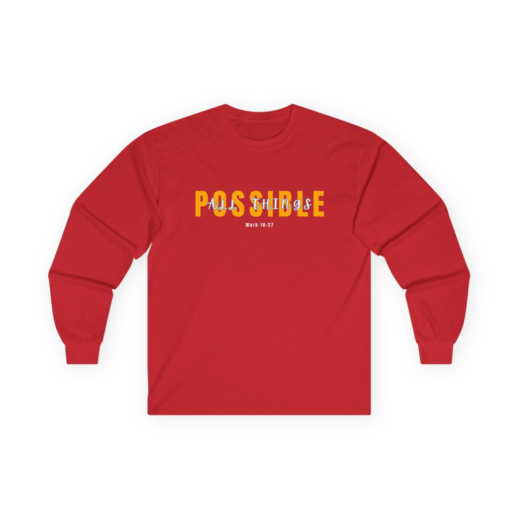 Possible Long Sleeve Christian Tee — 'POSSIBLE' Inspirational Graphic Shirt
