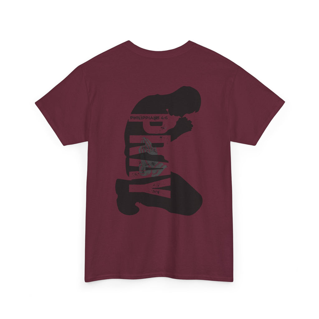 Pray More Tee — "Pray More, Panic Less" Christian Graphic T-Shirt