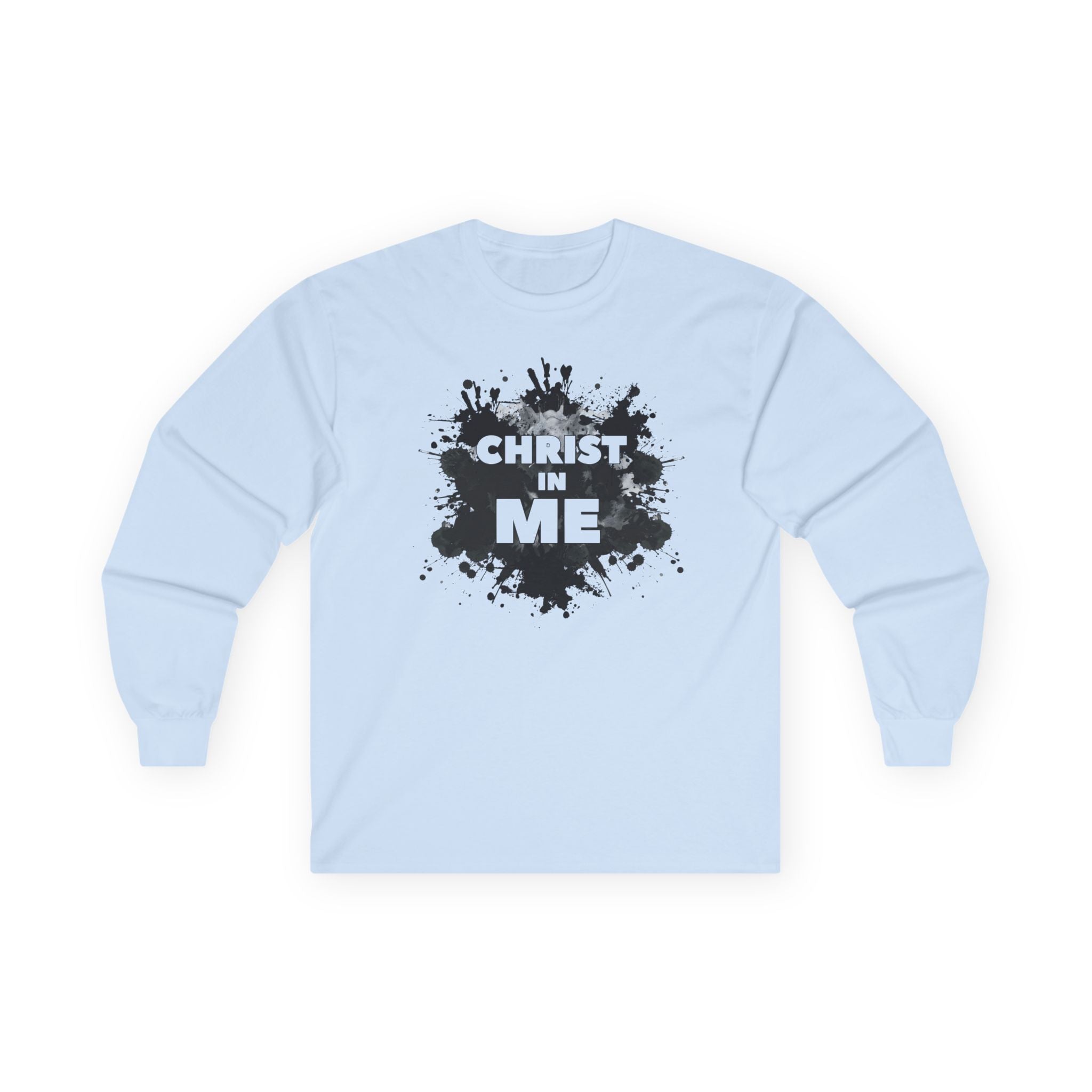 Long Sleeve Tee — "Christ in Me" Faith Graphic Christian Shirt