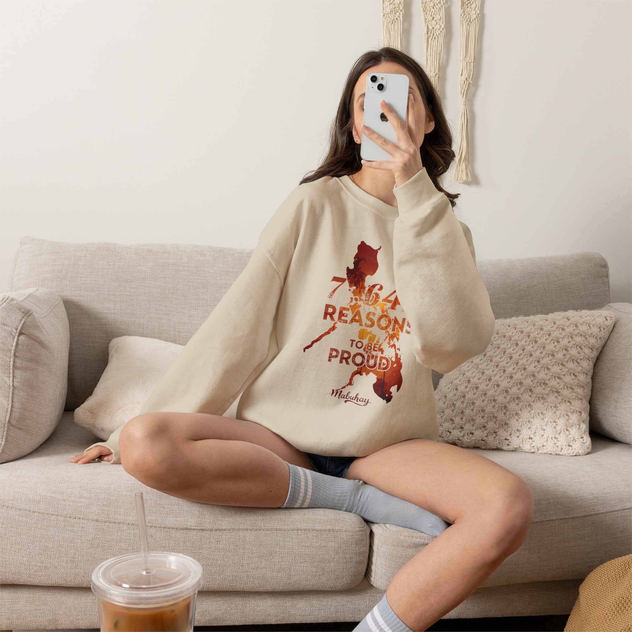 Philippines Map '7,641 Reasons to Be Proud Pinoy' Crewneck Sweatshirt